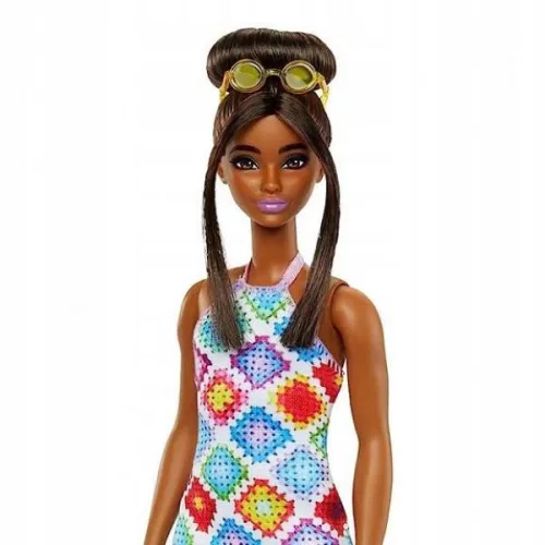 Barbie Fashionista baba - Kontyos barna hajú sárga szemüveggel