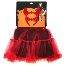 Ördöglány jelmez (szoknya, masni, fejpánt)