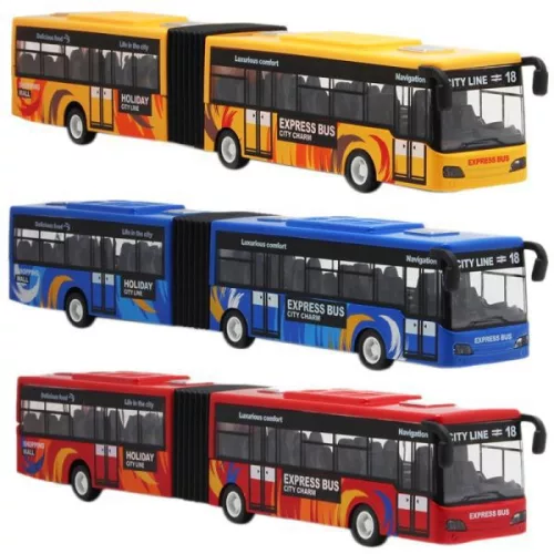 Fém busz fénnyel és hanggal, 28 cm-es - többféle