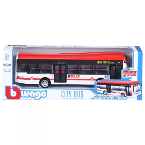 Bburago városi busz 19 cm-es - piros