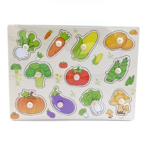 Fa fogantyús puzzle - zöldségek