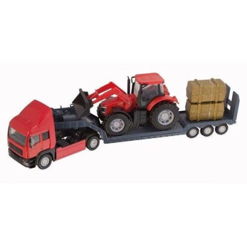 Teamsterz traktor szállító kamion, piros traktorral