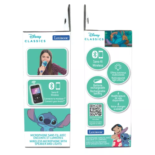 Lexibook: Disney Stitch Bluetooth vezeték nélküli karaoke mikrofon