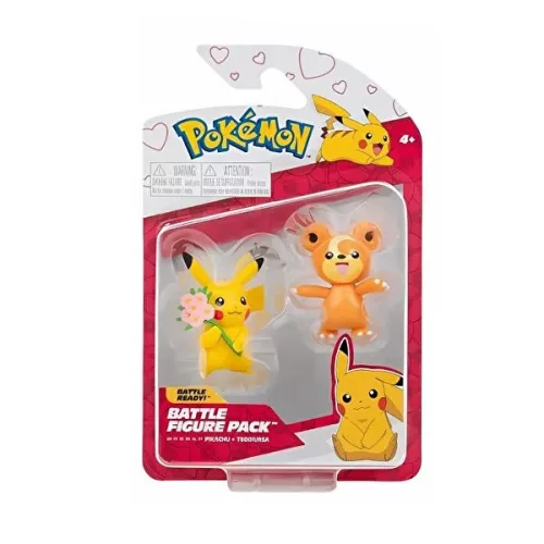 Pokémon játékfigura csomag 2 db-os - Teddiursa és Valentin napi Pikachu
