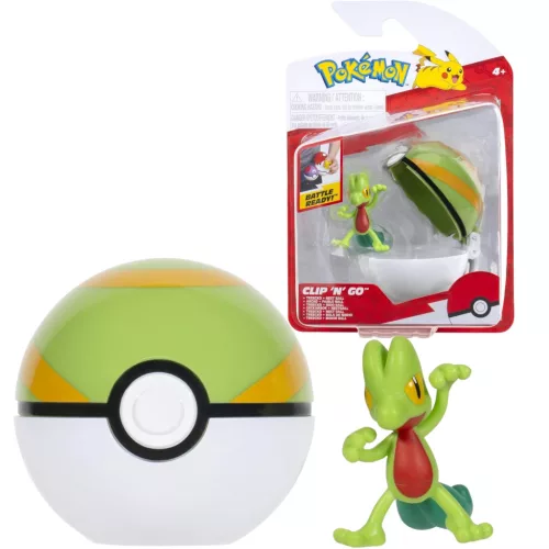Pokémon: Clip 'N' GO játékfigura szett - Treecko Nest labdával