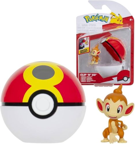 Pokémon: Clip 'N' GO játékfigura szett - Chimchar Repeat labdával