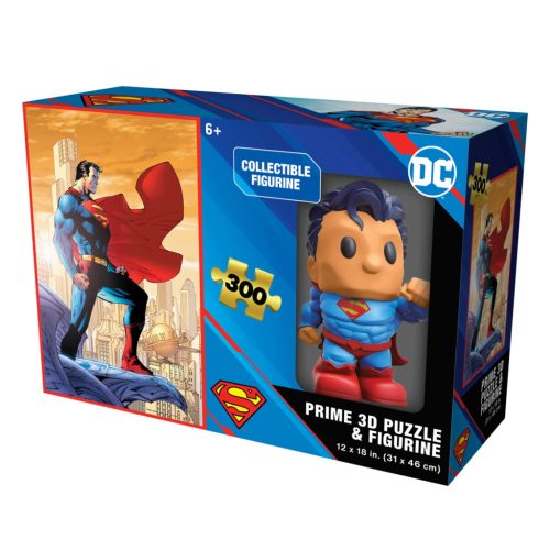 DC Comics: Superman 3D puzzle 300 db-os, 10 cm-es ajándék műanyag figurával