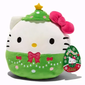   Squishmallows: Hello Kitty és barátai plüss 20 cm-es - Hello Kitty karácsonyfának öltözve