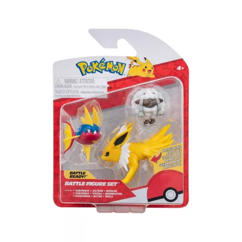 Pokémon játékfigura szett 3 db-os: Wooloo - Carvanha - Jolteon