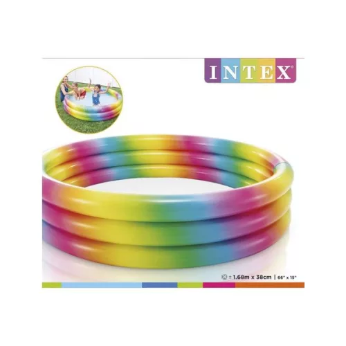 Intex - Szivárvány színű háromgyűrűs medence 168 x 38 cm-es