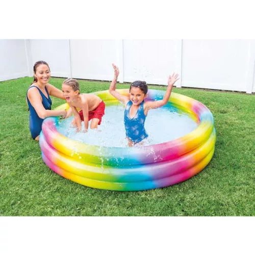 Intex - Szivárvány színű háromgyűrűs medence 168 x 38 cm-es