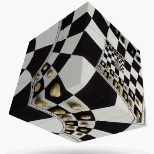 V-Cube versenykocka: Sakktábla illúzió mintájú 3x3 egyenes forma