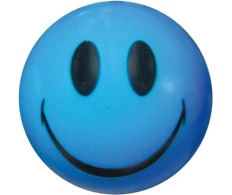 kék mosolygós gumilabda