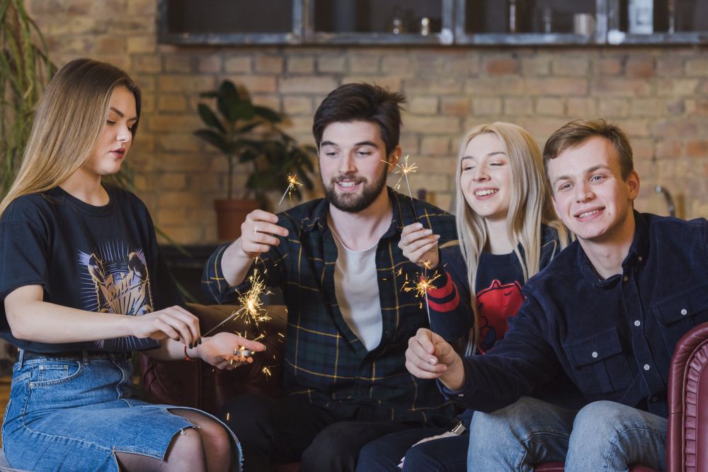 csillagszórózó baráti társaság